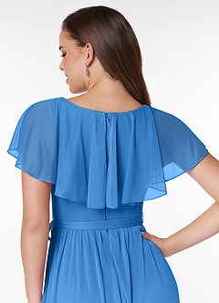 Azazie Jael Abiti da Damigella Abito A-Line in Maglia con Scollo a V Blue Jay image6