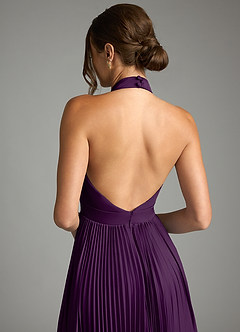 Azazie Zienna 신부 들러리 드레스 A라인 주름진 스트레치 새틴 바닥 길이 드레스 image7