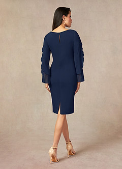 Azazie Carter Mother of the Bride Dresses Dark Navy Sheath Ruched Stretch Chiffon Dress image3
