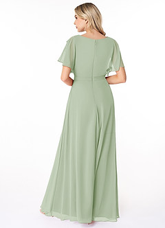 Azazie Aaliyah Modest Bridesmaid Dresses A-Line Scoop Pleated Chiffon Floor-Length Dress image2