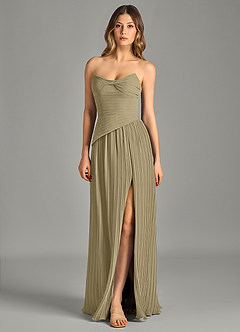 Azazie Becka Bridesmaid Dresses Moss Green A-Line Strapless Chiffon Dress image3