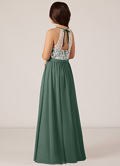 Azazie Fahari Junior A-Linie Spitze Chiffon Kleid Seemoos image4