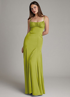 Azazie Avira Bridesmaid Dresses Lemongrass Mermaid Stretch Satin Dress image5