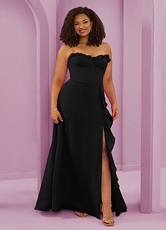 Barbie ♥ Azazie Brautjungfernkleider A-Linie Herzausschnitt Chiffon Kleid Schwarz image10