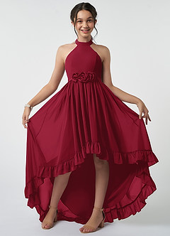 Azazie Hermione Junior Burgundy A-Line Chiffon Dress image2