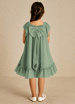 Azazie Tot Flower Girl Dresses Matcha A-Line with Sleeves Chiffon Dress image2