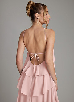 Azazie Deena Kleider zum Anprobieren zu Hause A-Linie Gestreift Chiffon Kleid Staubiger Salbeigrün image6