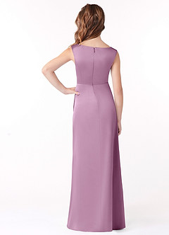 Azazie Sadia Junior Wisteria A-Line Pleated Stretch Satin Dress image3