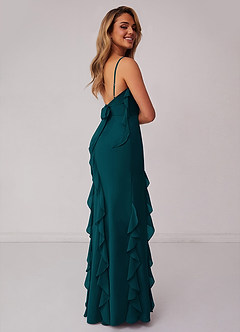 Barbie ♥ Azazie Bridesmaid Dresses Pine Sheath Bow Chiffon Dress image2