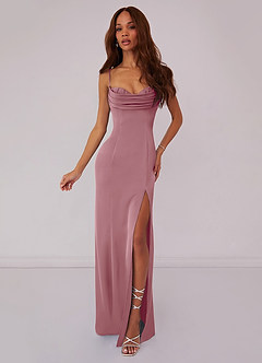 Barbie ♥ Azazie Brudtärnklänningar Klänning av Sjöjungfru i Stretch Satin Korsett Vintage Mauve image1