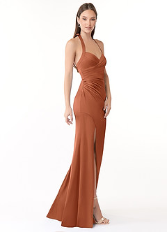 Azazie Emeria Brautjungfernkleider Meerjungfrau-Linie Plissee Stretch-Satin Kleid Zedernrose image4