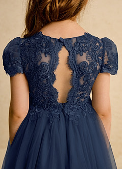 Azazie Puff Abiti da Ragazza di Fiori Abito Principessa in Tulle Pizzo Marino Scuro image8