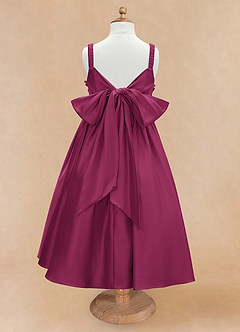 Azazie Midge Robe Demoiselle D'honneur Fillette Robe Trapèze en Mat Satiné Arc Mûre image6