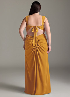 Azazie Jesaphine Bridesmaid Dresses Butterscotch Sheath Bow Chiffon Dress image9