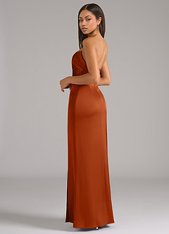 Azazie Marla Bridesmaid Dresses Burnt Orange Sheath Strapless Stretch Satin Convertible Dress image5