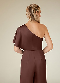 Azazie Hagretta Mother of the Bride Dresses Espresso Jumpsuit/Pantsuit Stretch Satin Dress image8