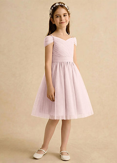 Azazie Lila Girls Formal Abiti da Ragazza di Fiori Abito A-Line in Tulle Spalle Scoperte Rosa Rossore image5