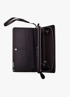 front Cartera larga de cuero para hombre