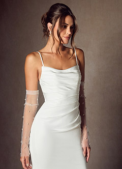 Azazie Elyse Wedding Dresses Diamond White Mermaid Strapless Crepe Back Satin Dress image10