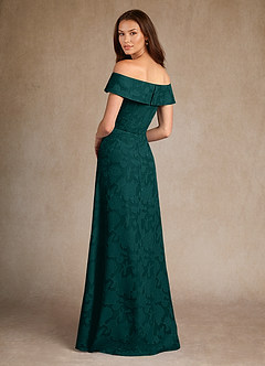 Azazie Medford Mother of the Bride Dresses Pine A-Line Off the Shoulder Floral Burnout Dress image3