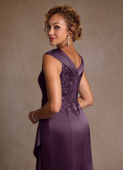 Azazie Santa Monica Mother of the Bride Dresses Plum A-Line Lace Dress image6