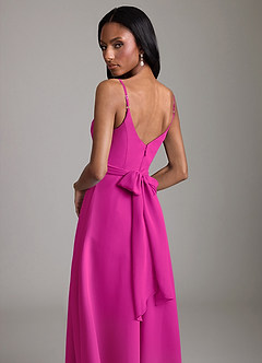 Azazie Kali Bridesmaid Dresses Fuchsia A-Line Pleated Chiffon Dress image2