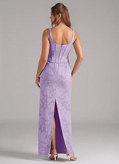 Azazie Kenna Brautjungfernkleider Etui Seitliche Cut-Outs Blumen-Burnout Kleid Flieder image2
