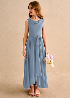 Azazie Wonderland Junior Formal Flower Girl Klänningar Klä A-Line i Chiffong Plisserad image5