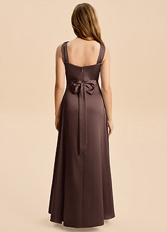 Azazie Kiki Junior Robe Trapèze en Satin extensible Arc Ganache image2