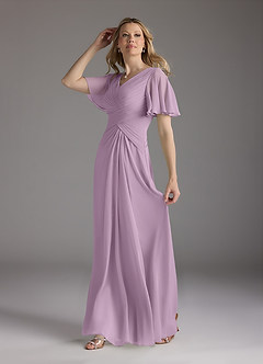 Azazie Morning Glory Mother of the Bride Dresses Wisteria A-Line V-Neck Ruched Chiffon Dress image4