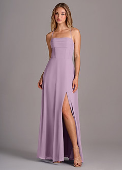 Azazie Carolyn Bridesmaid Dresses Wisteria A-Line Pleated Chiffon Dress image1