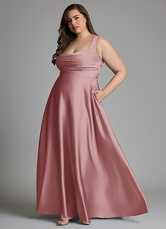 Azazie Azaria Bridesmaid Dresses Dusty Rose A-Line Corset Stretch Satin Dress image10