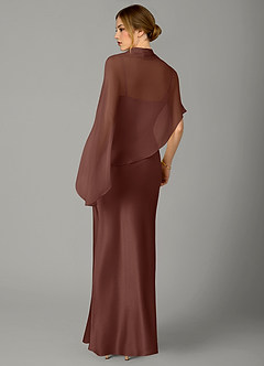 Azazie Jaleesa Bridesmaid Dresses Espresso A-Line High Neck Stretch Satin Dress image6