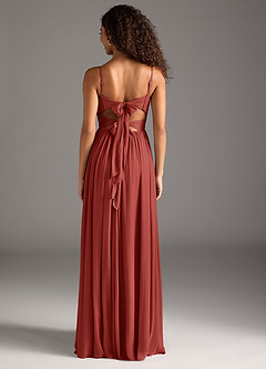 Azazie Zeya Bridesmaid Dresses Terracotta A-Line Pleated Mesh Dress image5