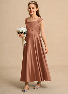 Azazie Bundle Junior Formal Flower Girl Klänningar Klä A-Line i Matt satäng Plisserad image5