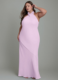 Azazie Velli Bridesmaid Dresses Frosted Lilac Mermaid High Neck Chiffon Dress image11