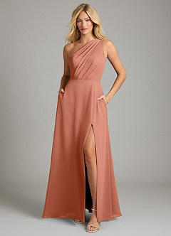 Azazie Phaedra Bridesmaid Dresses MAI TAI A-Line One Shoulder Chiffon Dress image3