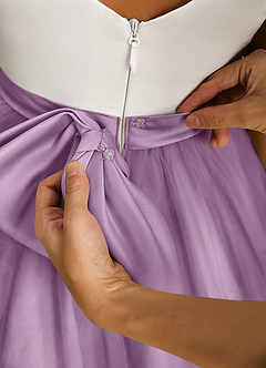 Azazie Sprout Robe Demoiselle D'honneur Fillette Robe Trapèze en Tulle Arc Glycine image5