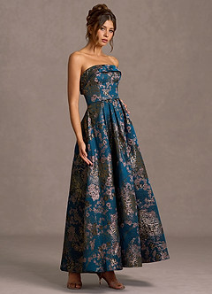 Vestido Floral Verde Azulado Largo Xamira image4