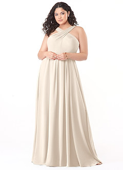 Azazie Dixie Bridesmaid Dresses White Alabaster A-Line Halter Pleated Chiffon Dress image7