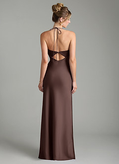 Azazie Mae Robes de demoiselle d'honneur Robe Sirène en Satin extensible Plissée Ganache image6