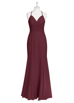 Azazie Carolina Bridesmaid Dresses Cabernet Mermaid Ruched Chiffon Dress image6