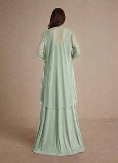 Azazie Clinton Mother of the Bride Dresses Dusty Sage A-Line Pleated Mesh Dress image3