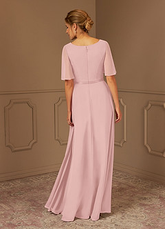 Azazie Tricia Abiti per la Madre della Sposa Abito A-Line in Chiffon con Scollo a V a Pieghe Rosa Cipria image5