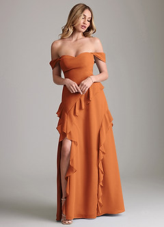 Azazie Sloane Bridesmaid Dresses Cinnamon A-Line Sweetheart Neckline Chiffon Dress image4