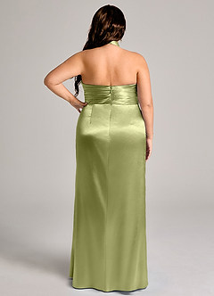 Azazie Jemma Bridesmaid Dresses Pistachio Sheath Pleated Metallic Satin Dress image9