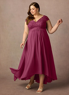 Azazie Irmeli Mère de la mariée Robes Robe Trapèze en Mousseline de soie Dentelle Mûre image3