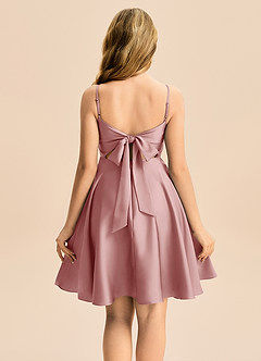 Azazie Miko Junior Dusty Rose A-Line Pleated Stretch Satin Dress image2
