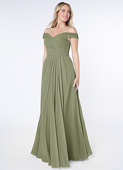 Azazie Audrianna Bridesmaid Dresses Pistachio A-Line Off-The-Shoulder Gathered Chiffon Convertible Dress image2
