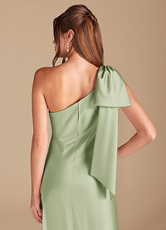 Azazie Capri Robes de demoiselle d'honneur Robe Fourreau en Satiné métallisé Ue épaule Vert Sauge image2